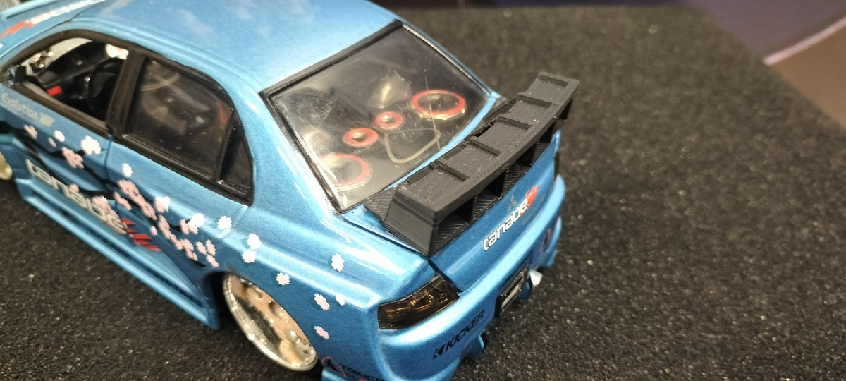 Custom Design 1/24 Spojler Subaru Mazda Mitsubischi Toyota JDM ver. 2 Black
